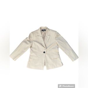 Kasper ladies classics blazer, size 12 petite, tan/brown pin stripe 1 bu…